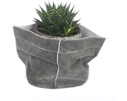 Lime Light Bloempot van suede leer Grijs 25x20 cm
