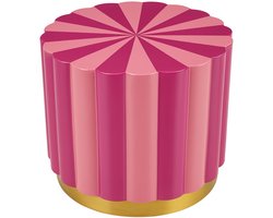 Lime Light - Salontafel - Bijzettafel - Poef - Woonkamer Decoratie- Bijzettafel Roze - Roze/Lichtroze - Gouden afwerking - Metaal - 40x41 cm
