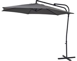 LIMITED EDITION PREMIUM LUX-XLParasol - Duurzame Zweefparasol - Ø300 cm - Donkergrijs- 360° draaibaar - Grijs - Antraciet - Hout - 3 meter doorsnede - Met voet - Zonder tegels