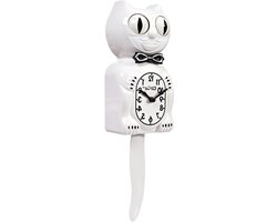 Limited Edition Witte Retro Kat Klok - Iconische Wandklok Met Bewegende Ogen En Staart - Batterij Aangedreven - Unieke Moderne Wanddecoratie - Made In USA - Perfect Cadeau