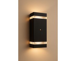 LIMITHES - Buiten Wandlamp met Schemersensor – Up & Down Light – GU10 – IP44 – Zwart