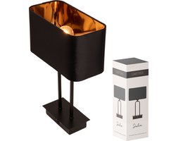 LIMITHES- Julia - Tafellamp - Tafellamp industrieel zwart - Bedlamp - Chique leeslamp - Dimbaar - Touch Control - USB oplader voor telefoon - Led - Zwarte kap - Goud - Sfeerlicht - Blikvanger