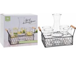Limonadeglazen en Karaf met Houder, 6 dlg.
