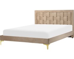 LIMOUX - Tweepersoonsbed - Taupe - 140 x 200 cm - Fluweel