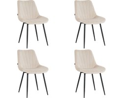 Lina® Alfa Eetkamerstoelen - Beige - Set van 4 - Velvet