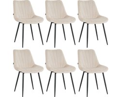 Lina® Alfa Eetkamerstoelen - Beige - Set van 6 - Velvet