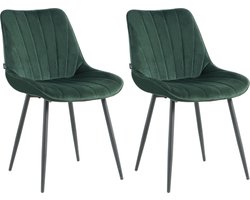 Lina® Alfa Eetkamerstoelen - Groen - Set van 2 - Velvet