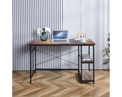 Lina® Bureau – Computertafel – Bruin – 120x60 cm – 2 Lades – Houtlook en Metaal