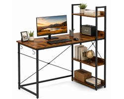 Lina® Bureau - Computertafel - Bureautafel - Computerbureau - 4Lades - Vintage Hoekbureau - 120x60 cm
