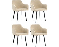 Lina® Diamond Eetkamerstoel - Beige - Set van 4 - Boucle