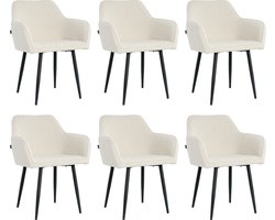 Lina® Diamond Eetkamerstoel - Creme - Set van 6 - Boucle