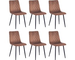 Lina® Elisia Eetkamerstoel - Bruin - Set van 6 - Velvet