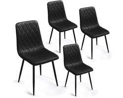 Lina® Elisia Eetkamerstoel - Zwart - Set van 4 - Velvet