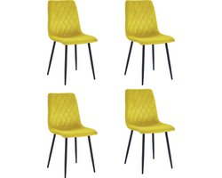 Lina® Elisia Eetkamerstoelen Fel Geel- Set van 4 - Velvet