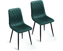 Lina® Elisia Eetkamerstoelen - Groen - Set van 2 - Velvet