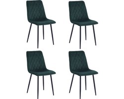 Lina® Elisia Eetkamerstoelen - Groen - Set van 4 - Velvet