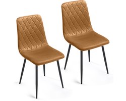 Lina® Elisia Eetkamerstoelen - Okergeel - Set van 2 - Velvet