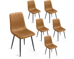 Lina® Elisia Eetkamerstoelen - Okergeel - Set van 6 - Velvet