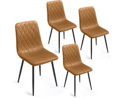 Lina® Elisia Eetkamerstoelen Okergeel - Stoel - Set van 4 - Velvet