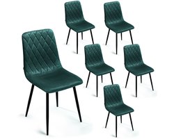 Lina® Elisia Eetkamerstoelen - Stoel - Groen - Set van 6 - Velvet