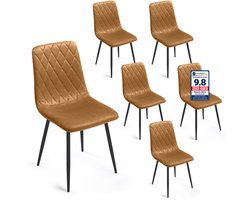 Lina® Elisia Eetkamerstoelen - Stoel - Okergeel - Set van 6 - Velvet