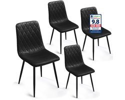 Lina® Elisia Eetkamerstoelen - Stoel - Zwart - Set van 4 - Velvet