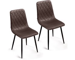 Lina® Elisia Velvet Eetkamerstoelen - Bruin - Set van 2 - Comfort