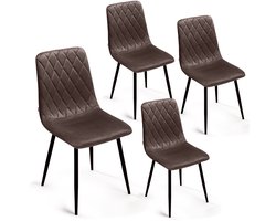 Lina® Elisia Velvet Eetkamerstoelen - Stoel - Bruin - Set van 4