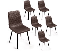 Lina® Elisia Velvet Eetkamerstoelen - Stoel - Bruin - Set van 6
