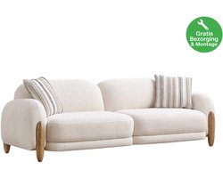 Lina® Fabio Bankstel Crème - 3 Zitsbank - Linnen - Gratis Bezorging en Montage
