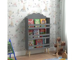 Lina® Kinderboekenkast Wolkenontwerp - 3 Niveaus - Grijs