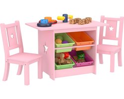 Lina® Kindermeubel Set 1 Tafel Met Opbergruimte En 2 Stoelen - Kindertafel