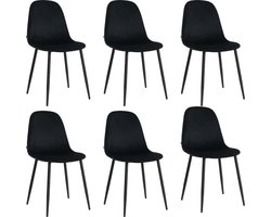 Lina® Napoli Eetkamerstoel - Zwart - Set van 6 - Fluweel - Velvet