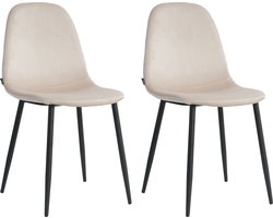 Lina® Napoli Eetkamerstoelen - Cream- Set van 2 - Fluweel - Velvet