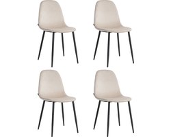 Lina® Napoli Eetkamerstoelen - Cream - Set van 4 - Fluweel - Velvet