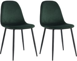 Lina® Napoli Eetkamerstoelen - Groen - Set van 2 - Fluweel - Velvet