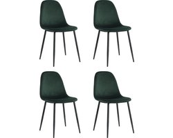 Lina® Napoli Eetkamerstoelen - Groen - Set van 4 - Fluweel - Velvet