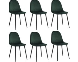 Lina® Napoli Eetkamerstoelen - Groen - Set van 6 - Fluweel - Velvet