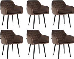 Lina® Noble Eetkamerstoelen - Bruin - Set van 6 - Velvet