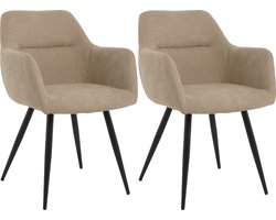 Lina® Nova Eetkamerstoel - Beige - Set van 2 - Stof