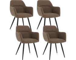 Lina® Nova Eetkamerstoel - Bruin - Set van 4 - Stof