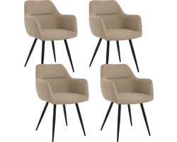 Lina® Nova Eetkamerstoelen - Beige - Set van 4 - Stof