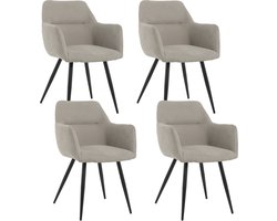 Lina® Nova Eetkamerstoelen - Grijs - Set van 4 - Stof