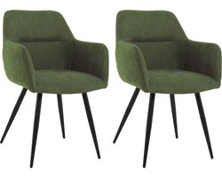 Lina® Nova Eetkamerstoelen - Groen - Set van 2 - Stof