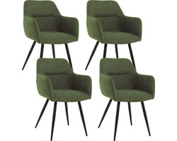 Lina® Nova Eetkamerstoelen - Groen - Set van 4 - Stof