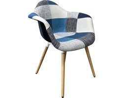 Lina® RIA Eetkamerstoelen – Keukenstoelen - Blauw - Grijs - Stof