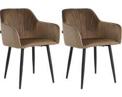 Lina® Rio Eetkamerstoelen - Bruin - Set van 2 - Velvet