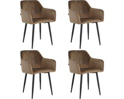 Lina® Rio Eetkamerstoelen - Bruin - Set van 4 - Velvet
