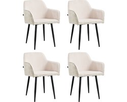 Lina® Tony Eetkamerstoel - Beige - Set van 4 - Ribstof