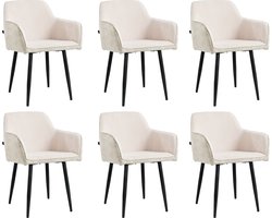 Lina® Tony Eetkamerstoel - Beige - Set van 6 - Ribstof